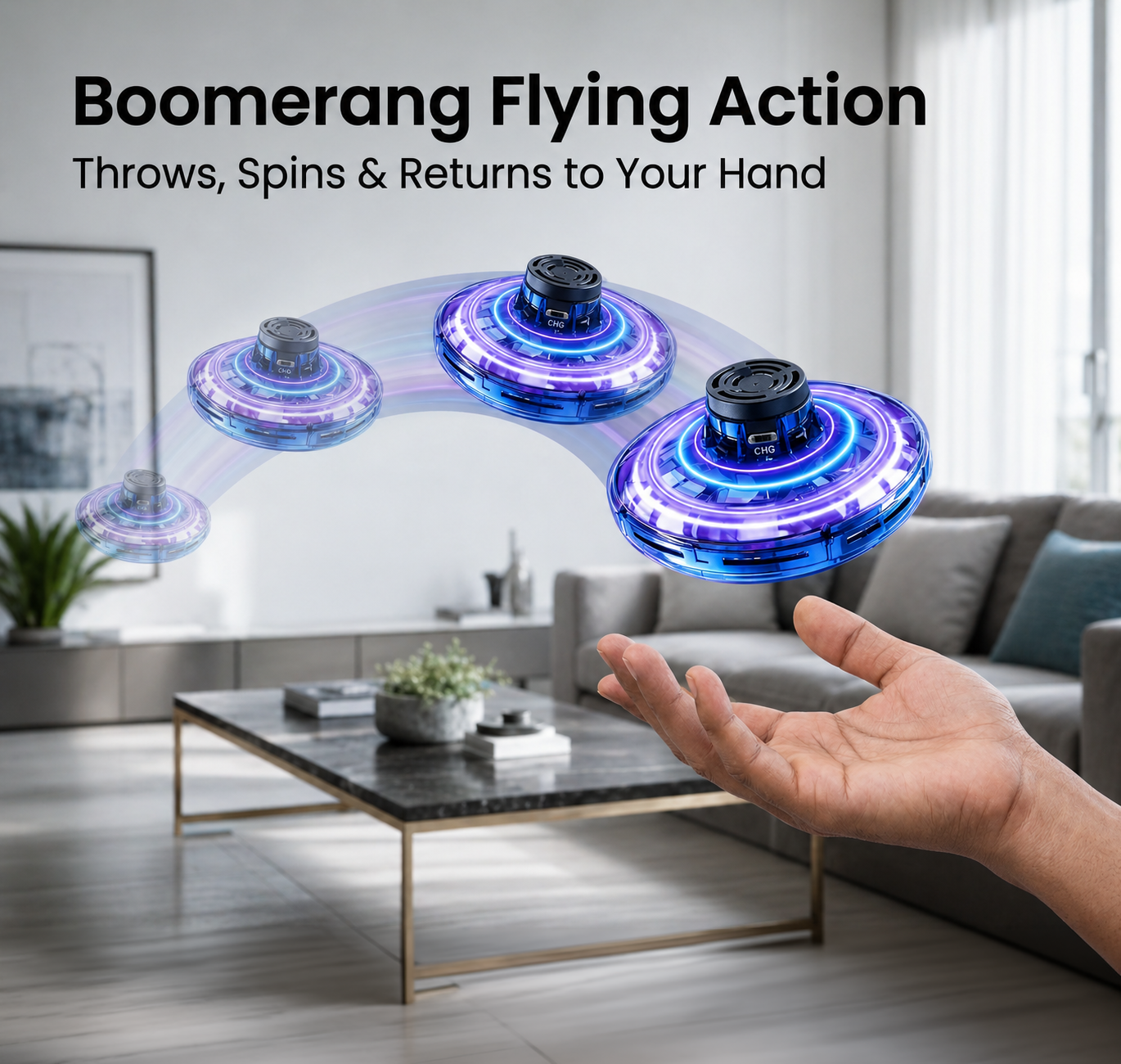 FlyLoop™ – Smart Flying Spinner | Curved Boomerang Flight, Hand Motion Control | Focus & Active Play