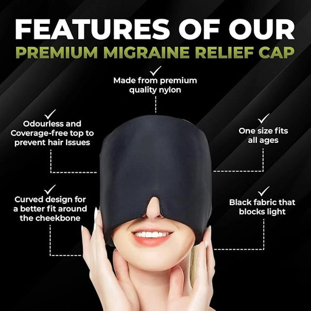Migraine Relief Cap Headaches, Sinuses, Tension Relief Headache Relief Cap for Men & Women